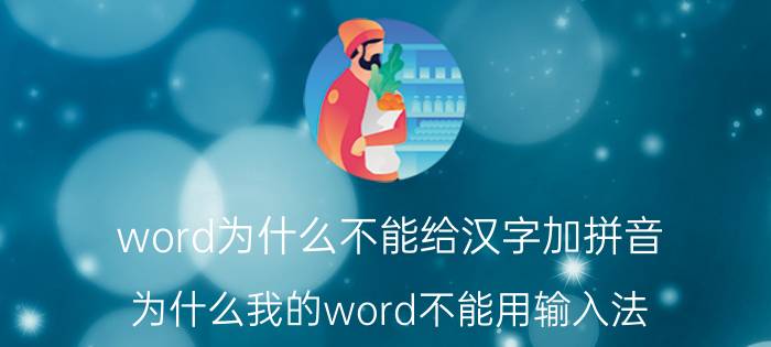 word为什么不能给汉字加拼音 为什么我的word不能用输入法，其他的软件都能？